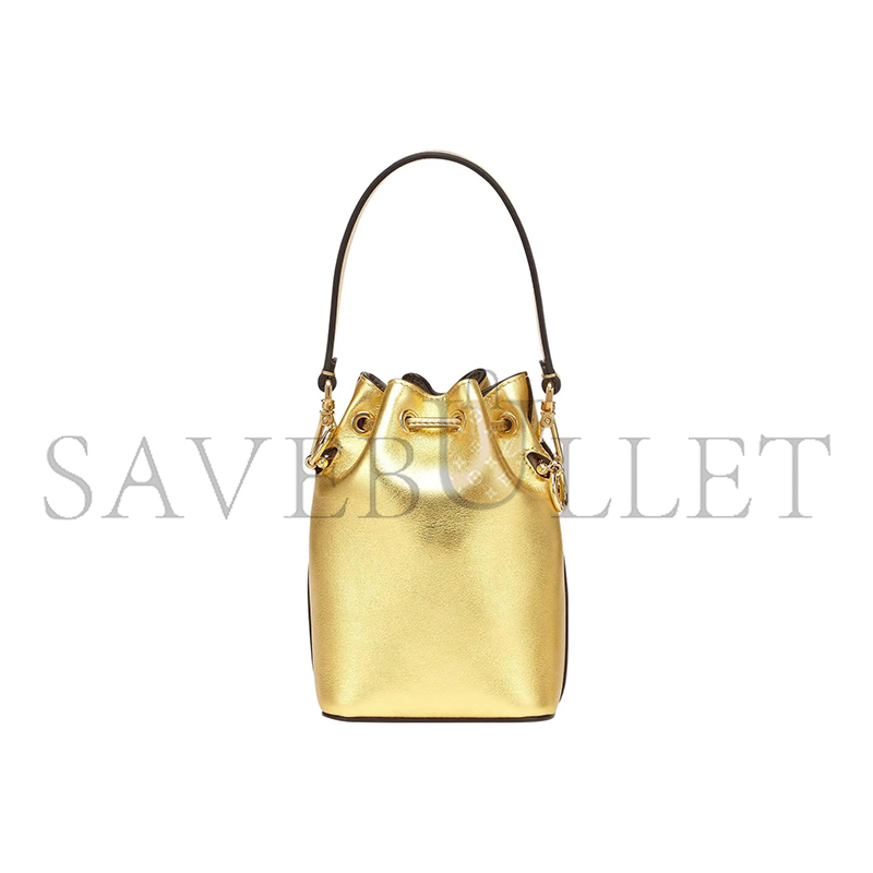 F**di mon tresor mini leather bucket bag in gold 8bs010ak61f1gnn (18*12*10m)